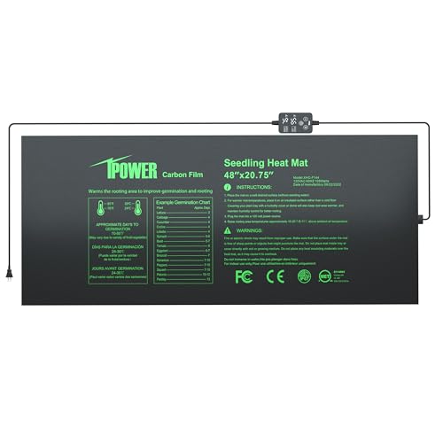 iPower Sämlingmatte für Pflanzen mit Dual-Digital-Temperaturregler, MET zertifiziertes Heizkissen, 121,9 x 52,7 cm, Schwarz von iPower