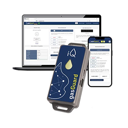 iQ gasGuard - Smarter Gaszähler inkl. Impulsschnittstelle & iQ Cloud, mit Alarm-Funktion & WLAN - Digitale Überwachung von Gasverbrauch & Kosten - Gasverbrauchszähler mit WiFi für Smartphone & Desktop von iQ water