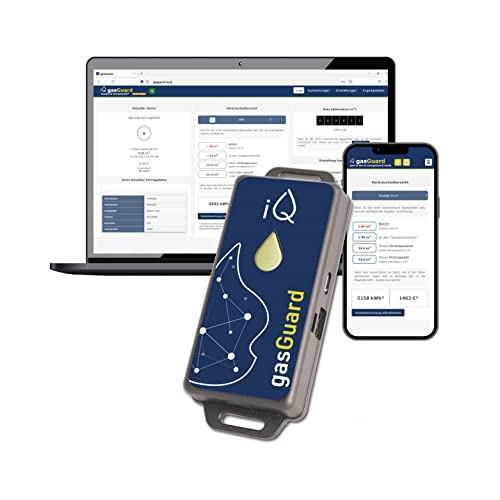 iQ gasGuard - Smarter Gaszähler ohne Impulsschnittstelle mit Alarm-Funktion & WLAN - Digitale Überwachung von Gasverbrauch & Kosten - Gasverbrauchszähler & Messgerät mit WiFi für Smartphone & Desktop von iQ water