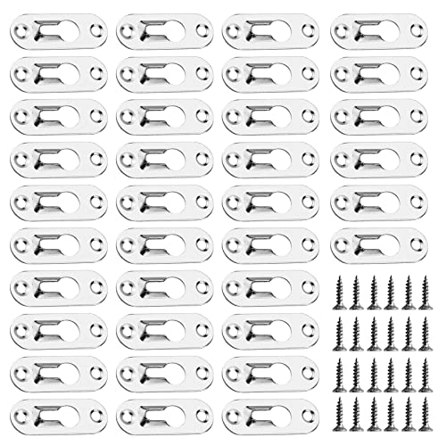 iRenXiao 36 Stück Schlüsselloch-Aufhänger, 44 * 16 mm Schlüssellochverschlüsse aus Metall, Rahmenhaken mit Schraube für Spiegel, Bilderrahmen, Schränke von iRenXiao