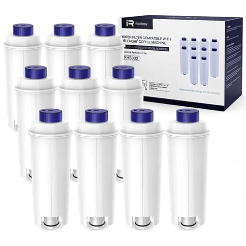 iRhodesy Wasserfilter Kompatibel mit Delonghi DLSC002, Wasserfilter Ersatzfilter Water Filter Kompatibel mit DeLonghi Kaffeemaschinen ECAM, ETAM, ESAM, BCO, EC (10er Pack) von iRhodesy