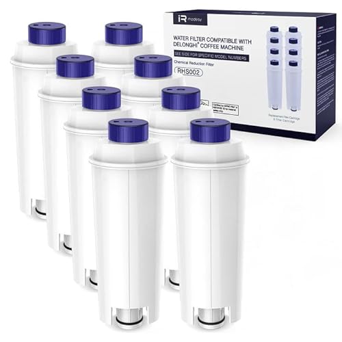 iRhodesy Wasserfilter Kompatibel mit Delonghi DLSC002, Wasserfilter Ersatzfilter Water Filter Kompatibel mit DeLonghi Kaffeemaschinen ECAM, ETAM, ESAM, BCO, EC. (8er Pack) von iRhodesy