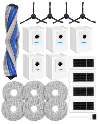 iRobacc 21 Stück Zubehörset für ECOVACS DEEBOT X5 Pro,X5 Omni Saugroboter,1 Rollenbürste 4 Seitenbürsten 5 Staubbeutel 4 Aktivkohle HEPA-Filter 6 Wischtücher 1 Reinigungsbürste von iRobacc