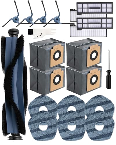 iRobacc 21 Stück Zubehörset für Eufy X10 Pro Omni Saugroboter,1 Rollenbürste 4 Seitenbürsten 4 Staubbeutel(Desodorieren) 4 HEPA-Filter 6 Wischtücher 1 Reinigungsbürste 1 Schraubendreher von iRobacc