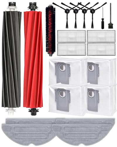 iRobacc 21 Stück Zubehörset für Roborock S8 PRO Ultra Ersatzteile 2 Rollenbürste 4 Seitenbürsten 4 Staubbeutel 4 HEPA-Filter 4 Wischtücher 1 Selbstreinigende Bürste von iRobacc