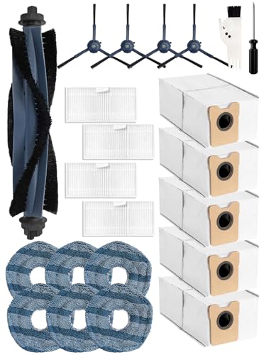 iRobacc 22 Stück Zubehörset für Eufy Omni C20 Saugroboter,1 Rollenbürste 4 Seitenbürsten 5 Staubbeutel(Aktivkohle) 4 HEPA-Filter 6 Wischtücher usw. von iRobacc