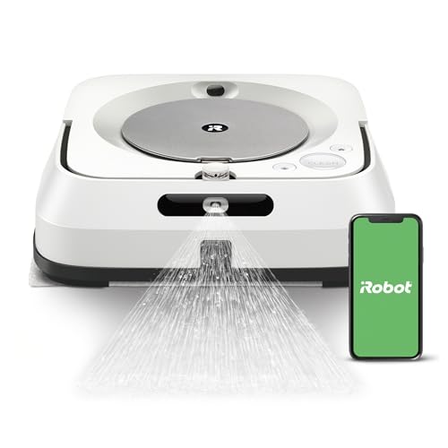 iRobot Braava Jet m6 (m6138) Wischroboter mit Präzisions-Sprühstrahl, Nasswischen und Trockenfegen, Kompatibel mit Sprachassistenten, koppelbar mit Roomba, WLAN, Farbe: weiß/Silber von iRobot