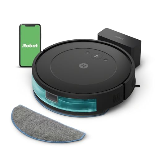iRobot Roomba Combo Essential Saug- und Wischroboter (Y0110), leistungsstarkes Saugen und Wischen, 3 Saugstufen, Spot-Cleaning, steuerbar über App, Tasten oder Sprache, Scharwz von iRobot