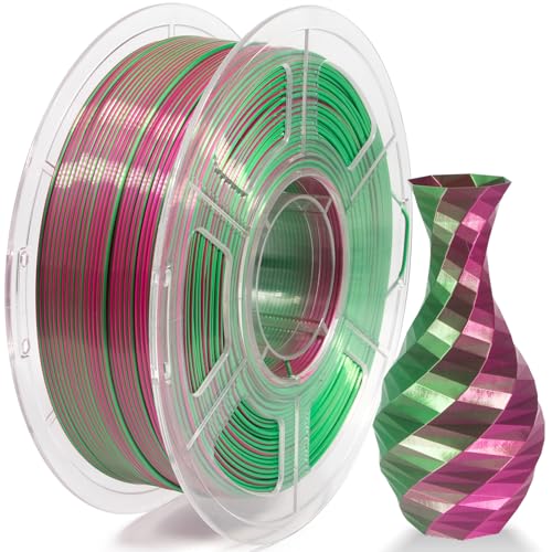 Isanmate Silk PLA Filament Dual-Colour 3d Drucker Filament 1.75MM 1 kg 3D Printer Filament Dimensional Accuracy +/-0.02 mm,Rose Red Green von iSANMATE