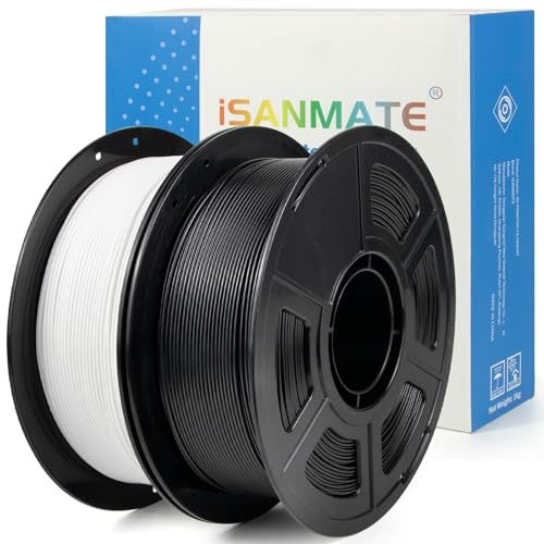 iSANMATE 2KG High Speed PLA Filament 1.75mm, Hyper PLA Filament 3D Hoher Wirkungsgrad Drucker Filament 1KG*2 Spule, Maßgenauigkeit +/- 0.03 mm, 30-600mm/s (Schwarz+Weiß) von iSANMATE