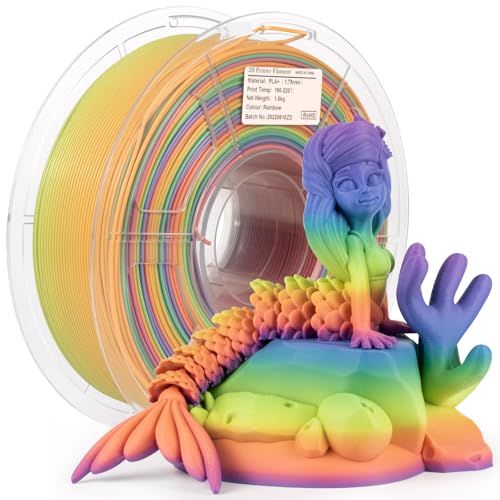 iSANMATE 3D Drucker Matt PLA+ Filament 1.75mm, Rainbow PLA Filament 1KG/Spule (2.2 LBS) Maßgenauigkeit +/- 0.03 mm, Kompatibel mit Den Meisten 3D FDM Druckern von iSANMATE