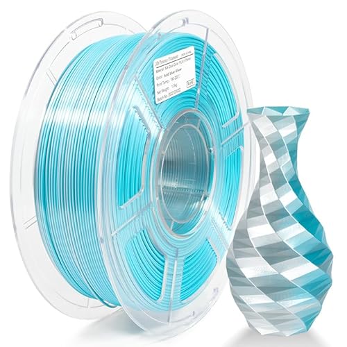 iSANMATE Dual Seide Filament PLA 1.75mm, Dual Silber Blau Silk PLA Filament, 3D Drucker Silk Filament 1 kg Spule, Maßgenauigkeit /- 0.02 mm von iSANMATE