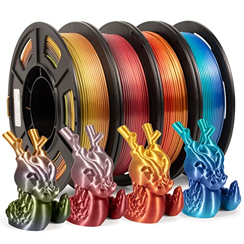 iSANMATE Gradient Silk PLA Set, Blau+Hellblau, Rot+Orange, Rot+Silber, Seide Rainbow PLA Filament 1.75 Set, 250g x 4 Gradient Color Filament Set von iSANMATE