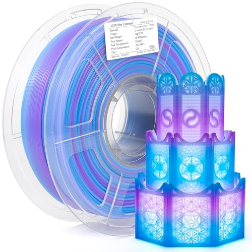 iSANMATE High Speed PLA Translucent Filament 1.75mm, PLA Transparent Gradient Filament, Maßgenauigkeit +/- 0.02mm, 1KG Spule, PLA Transluzente Blau Violett Filament für 3D Drucker von iSANMATE