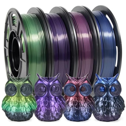 iSANMATE Silk Filament 1.75 PLA Set, Multicolor Gradient PLA 3D Drucker Filament 250 x 4 Spule (2.2 LBS), Color Changing Rainbow PLA Filament, Maßgenauigkeit +/- 0.03mm von iSANMATE