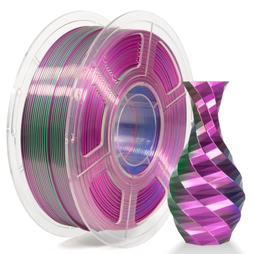 iSANMATE Tri-color Silk Filament 1.75mm PLA, Seide Dreifach Farbe Regenbogen PLA, Silk PLA Filament 3d Drucker Filament 1 kg Spule Maßgenauigkeit /- 0.02 mm, Blau Grün Violett von iSANMATE