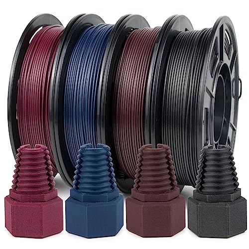 iSANMATE Verbessert PETG Carbonfaser Filament Bundle, Carbonfaser Filament 1.75±0.02mm PETG Bundle Fadenfüllung 20% Carbon Fibre, PETG Filament 250g x 4, Rot/Blau/Braun/Schwarz von iSANMATE