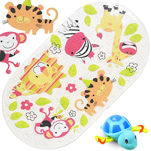 Badewannenmatte Kinder Badewanneneinlage Baby Bunt Antirutschmatte Badewanne Rutschmatte Badematte Zoo Karton Entwurf 38 x 70 cm von iSagax