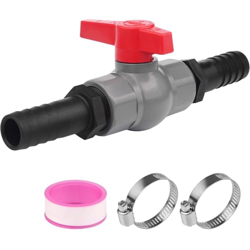 Kugelhahn mit Schlauchverbinder, PVC Ventile & Verbindungen Absperrventil Pool, Kugelhahn Pool Poolventil Ventil Kugelventil für Schläuche, 1 Absperrventil Innengewinde 1"(32mm), 2 Schlauchtüllen 25mm von iSagax
