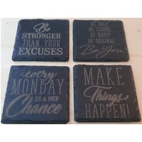 Inspirierende Schiefer Laser Geätzte Untersetzer - Set Von 4 Quadraten von iScrutinizeDesigns