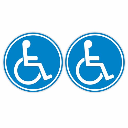 2er Set Rollstuhl-Aufkleber I Ø 10 cm I Behinderten-Aufkleber für Auto, Behinderten-Transport, Rollstuhl-Fahrer I Wetterfest außen-klebend I kfz_393 von iSecur