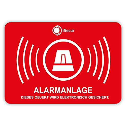 5er Aufkleber-Set Alarmanlage I hin454 5x3,5cm I Achtung Objekt wird elektronisch alarm-gesichert I für Fenster-Scheibe Tür I außenklebend wetterfest von iSecur