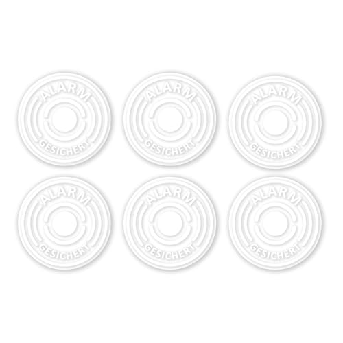 6er Aufkleber-Set Alarm-gesichert, transparent I Ø 4 cm I Achtung Objekt besitzt Alarmanlage I für Fenster-Scheibe, Tür I außen-klebend I hin366 von iSecur