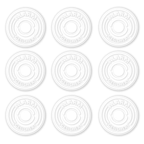 9er Aufkleber-Set Alarm-gesichert, innen-klebend I Ø 4 cm I Achtung Objekt besitzt Alarmanlage I für Fenster-Scheibe, Tür I transparent I hin370 von iSecur