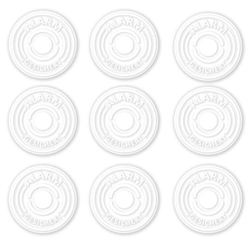 9er Aufkleber-Set Alarm-gesichert, transparent I Ø 4 cm I Achtung Objekt besitzt Alarmanlage I für Fenster-Scheibe, Tür I außen-klebend I hin367 von iSecur