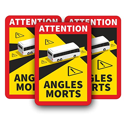Angles Morts Magnet-Schild für Frankreich I 17 x 25 cm I 3 Stück I Bus LKW und Transporter I Vorsicht/Achtung/Hinweisschild I wetterfest I hin_682 von iSecur