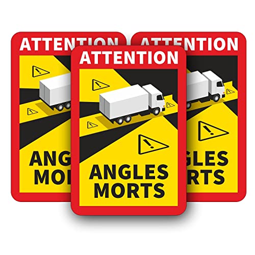 Angles Morts Magnet-Schild für Frankreich I 17 x 25 cm I 3 Stück I LKW Bus und Transporter I Vorsicht/Achtung/Hinweisschild I wetterfest I hin_680 von iSecur