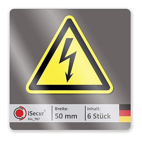 Aufkleber Hochspannung Warnung - 5 cm breit I 6 Stück I 3-eckig I gelb-schwarz I Digitaldruck Sticker - selbstklebend permanent haftend I Strom Blitz Elektronik I hin787 Aufkleber Hochspannung Warnung - 5 cm breit I 6 Stück I 3-eckig I gelb-schwarz I Digitaldruck Sticker - selbstklebend permanent haftend I Strom Blitz Elektronik I hin787 von iSecur