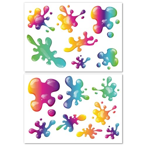 Auto Aufkleber Farbkleckse in Regenbogen Farben - Sticker Set Digitaldruck mit UV-Schutzlaminat für Fahrrad PKW LKW Motorrad Moped Hippie Design Witterungsbeständig - kfz756 von iSecur