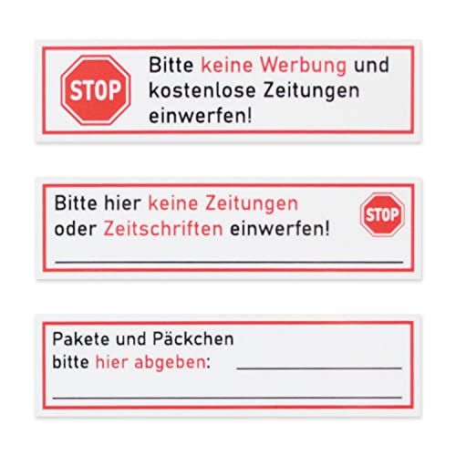 Briefkasten-Magnet Set 3 Stk. I Stop Bitte keine Werbung und kostenlose Zeitung einwerfen! I 11 x 4 cm I Gegen Reklame im Briefkasten I wetterfest I hin_678 von iSecur