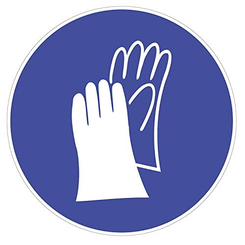 Gebots-Aufkleber Handschutz benutzen I Ø 12,5 cm I Handschuhe tragen I Gebotshinweis Sicherheitszeichen Gebotszeichen I hin_387 von iSecur