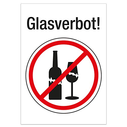 Glasverbot Aufkleber I DIN A4 I Benutzung von Glas-Flaschen Glasbehälter verboten I Verbotszeichen Verbots-Aufkleber Piktogramm I hin_310 von iSecur