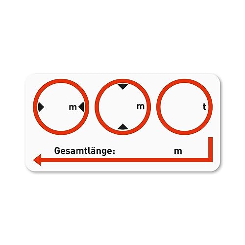 Hinweis-Aufkleber Fahrzeugmaße I Größe I Länge x Breite x Höhe x Gewicht I für Wohnwagen Bus Kfz I Piktogramm I Sicherheitsaufkleber I selbstklebend I beschreibbare Folie I weiß I hin545 von iSecur
