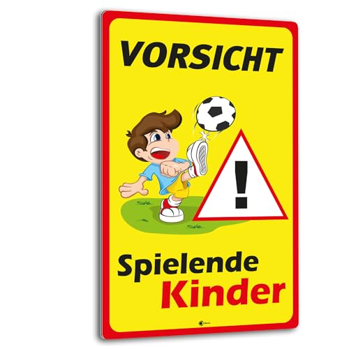 Hinweis-Schild Vorsicht spielende Kinder I Größe 40 x 60 cm I Straßen-Warnschild Spielstraße Spielplatz I Vorsicht Kids langsam fahren I hin_403 von iSecur