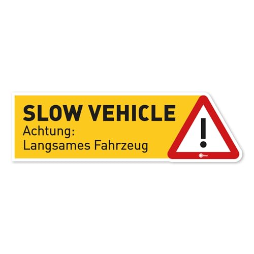 Magnet-Schild Slow vehicle I 60 x 18 cm I Achtung langsames Fahrzeug I magnetisch I für Oldtimer Wohnwagen Wohnmobil LKW Bus I kfz356 von iSecur