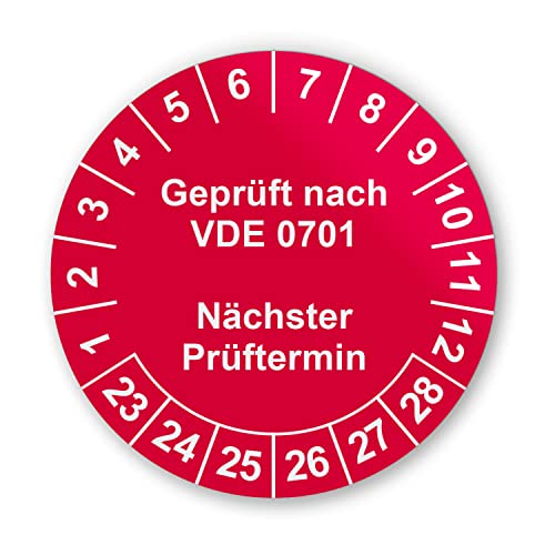 Prüfplaketten VDE Elektroprüfung Aufkleber - Geprüft nach DIN VDE 0701-216 Aufkleber auf 9 Bögen in Rot - Etiketten sind Selbstklebend - hin780 Prüfplaketten VDE Elektroprüfung Aufkleber - Geprüft nach DIN VDE 0701-216 Aufkleber auf 9 Bögen in Rot - Etiketten sind Selbstklebend - hin780 von iSecur