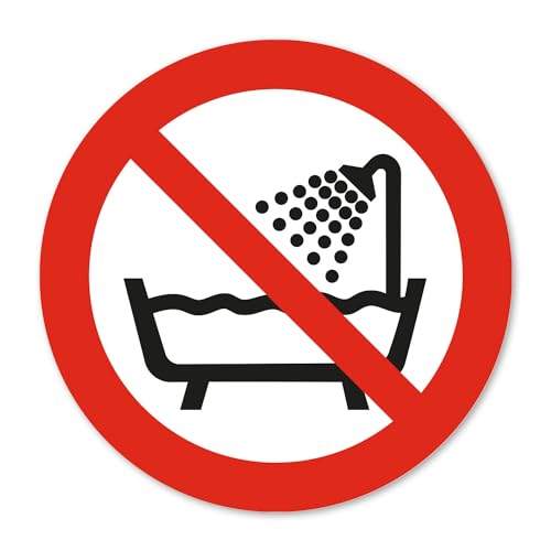 Verbotsaufkleber P026 Verbot, das Gerät in der Dusche zu benutzen nach DIN EN ISO 7010 I wetterfest I Ø 10 cm I hin809 Verbotsaufkleber P026 Verbot, das Gerät in der Dusche zu benutzen nach DIN EN ISO 7010 I wetterfest I Ø 10 cm I hin809 von iSecur
