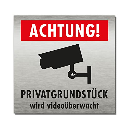 Warnschild Achtung Privatgrundstück Aluverbund-Schild 20 x 20 cm groß - hin718 von iSecur