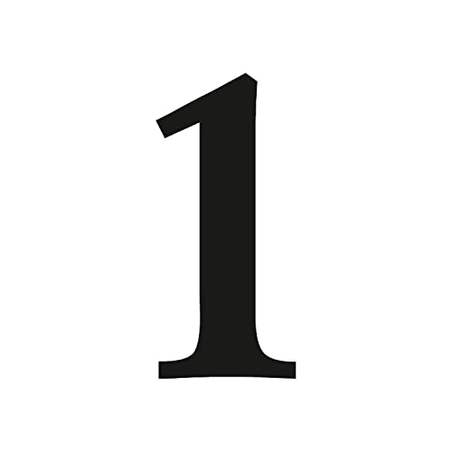 Zahlen-Aufkleber Nr. 1 in schwarz I Höhe 10 cm I selbstklebende Haus-Nummer, Ziffer zum Aufkleben für Außen, Briefkasten, Tür I wetterfest I kfz_471_1 von iSecur