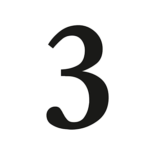 Zahlen-Aufkleber Nr. 3 in schwarz I Höhe 30 cm I selbstklebende Haus-Nummer, Ziffer zum Aufkleben für Außen, Briefkasten, Tür I wetterfest I kfz_473_3 von iSecur