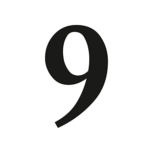 Zahlen-Aufkleber Nr. 9 in schwarz I Höhe 10 cm I selbstklebende Haus-Nummer, Ziffer zum Aufkleben für Außen, Briefkasten, Tür I wetterfest I kfz_471_9 von iSecur