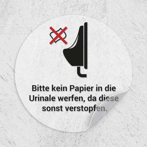 iSecur 2 Aufkleber Toilette Kein Papier in die Urinale werfen I Ø 9 cm matt transparent klar I Folie selbstklebend I hin_836 von iSecur