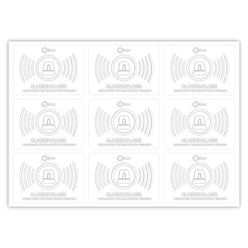 iSecur 9 Alarm-gesichert Aufkleber I 5 x 3,5 cm I transparent I außen-klebend I UV + wetterfest I Hinweis Achtung Alarm-Anlage I weiß I hin361 von iSecur