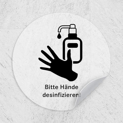 iSecur Aufkleber Toilette WC Hände desinfizieren I Ø 9 cm matt transparent klar I Folie selbstklebend I hin665 von iSecur
