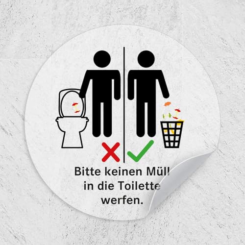 iSecur Aufkleber Toilette WC Müll Toilette I Ø 9 cm matt transparent klar I Folie selbstklebend I hin657 von iSecur