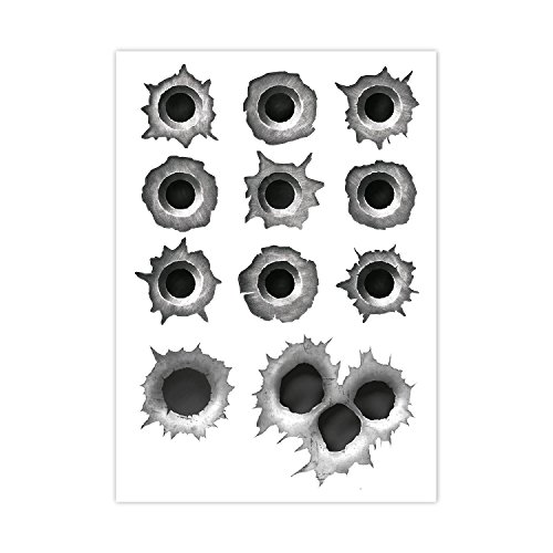Einschuss-Löcher Sticker Set I 11 Bullet-Holes als Auto-Aufkleber, für Roller Moped Motorrad-Helm Notebook Laptop Smartphone I schwarz grau I kfz276 von iSecur